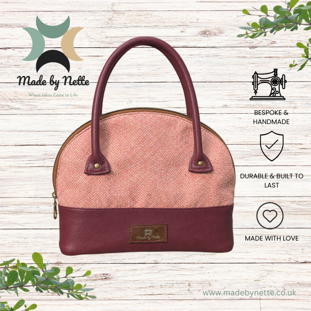 Bramble | Ready-Made Freyja Bag Ready to Ship Handmade Bramble Freyja bag in burgundy and pink with rolled handles