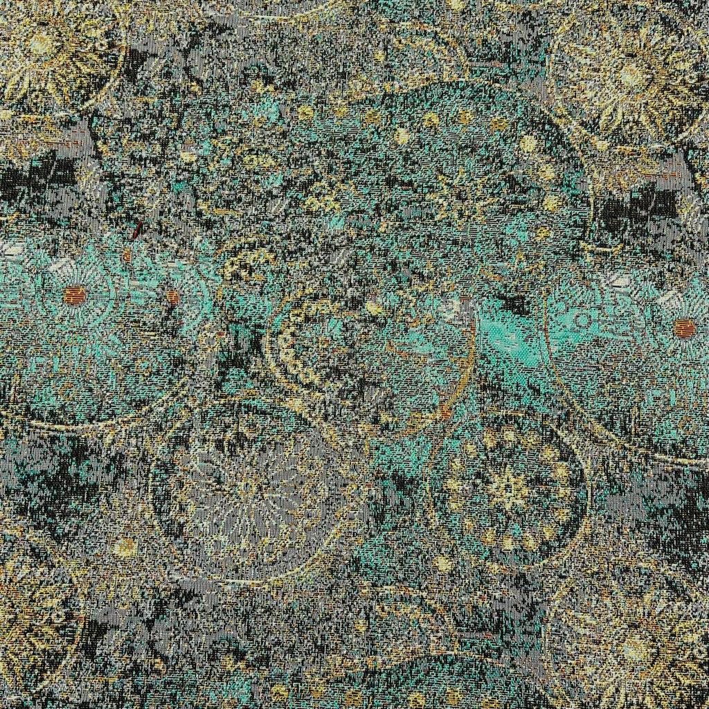 Wheels of Fortune Black-teal Tapestry Fabric