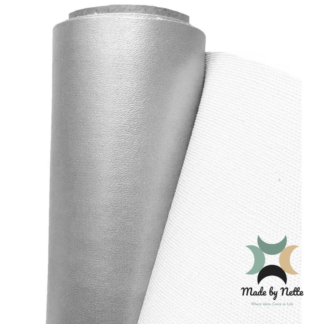 Smooth silver faux leather for a striking metallic accent or statement bag.